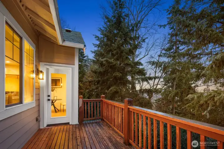 deck with private access from the primary room