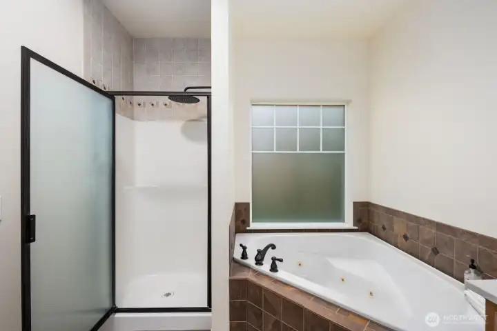 stand up shower and jetted tub for your baths
