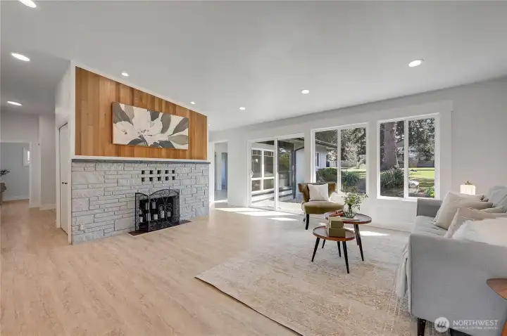 Living room, whole house was remodeled in 2023. Tons of natural light. Ceiling lights are on dimmers to light up your home or set the mood for peace and quiet