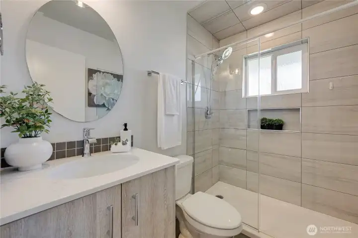 Main hall 3/4 bath with walk in shower