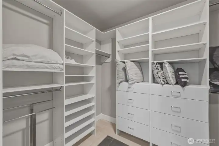 Built in shelving and drawers to help keep you organized!