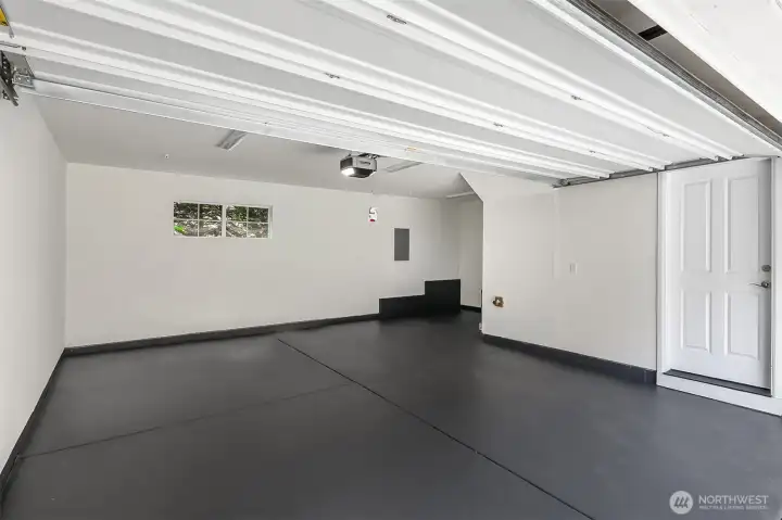 Large two car garage with storage