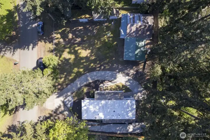 Overhead street and property view.