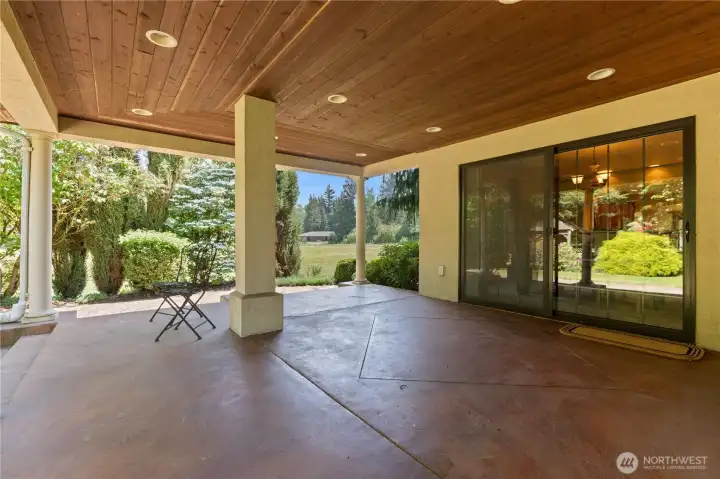 Enjoy al fresco dining on the large covered patio off of the dining room.