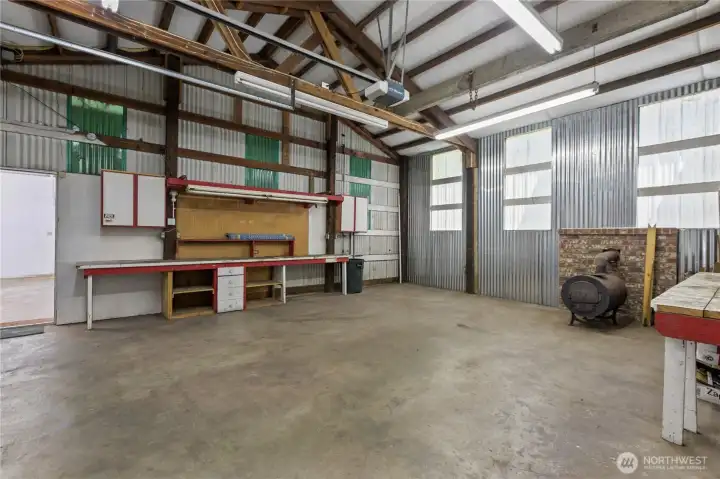 The shop with electric garage door.