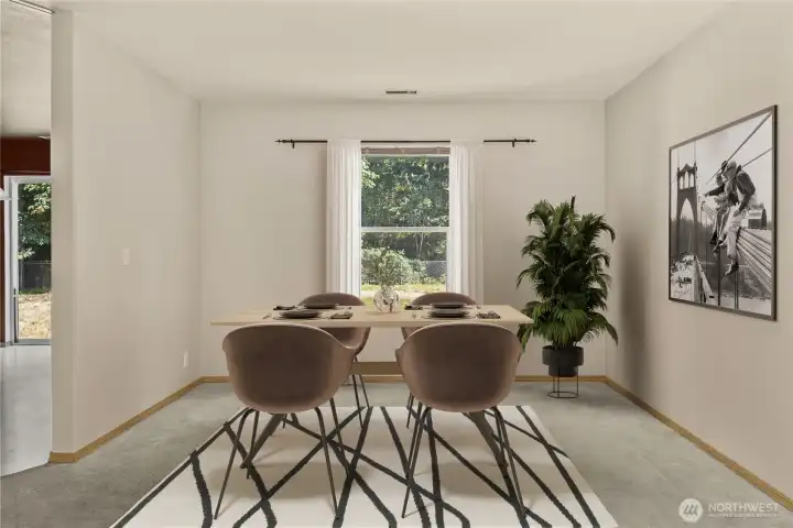 Virtually staged dining room.