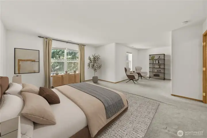 Virtually staged Primary Bedroom.