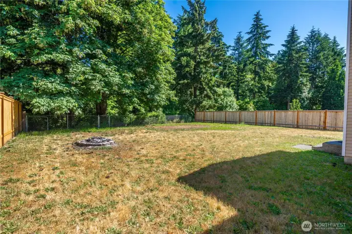 Level and surrounded by nature.