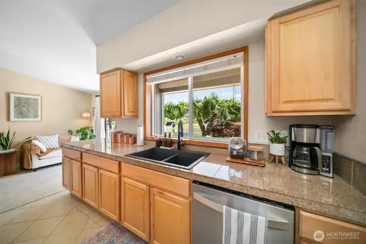 Kitchen with plenty of light.