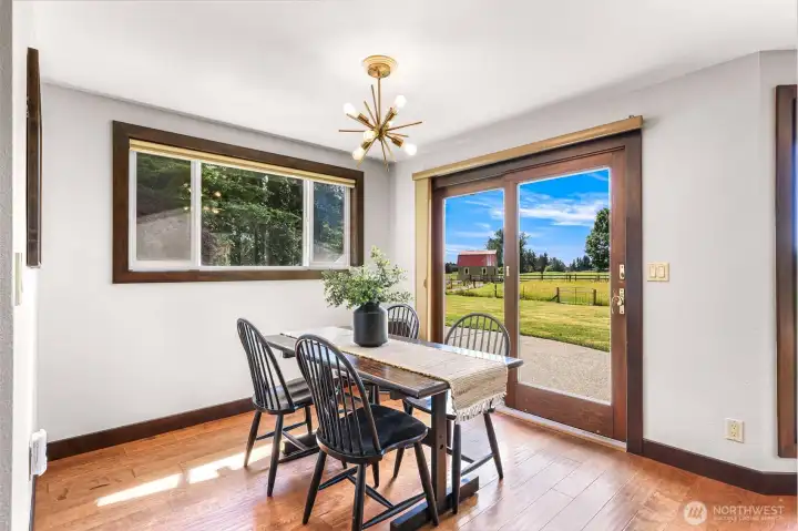 Spacious dining room with easy access to the outside patio.