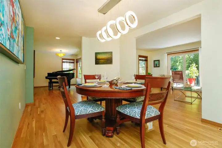Dining room with beautiful lighting. Dining room with beautiful lighting.