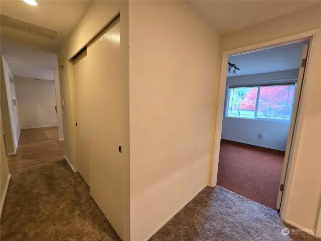 Hallways leads to all bedrooms- bathrooms and utility room too