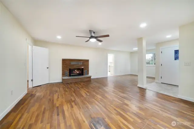 living room. fireplace. main level.