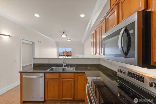 Granite counters & stainless steel appliances