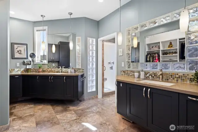 Primary bathroom with walk-in closet