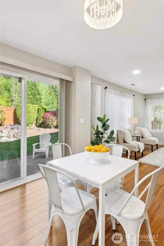Enjoy dining looking out to your private back yard.