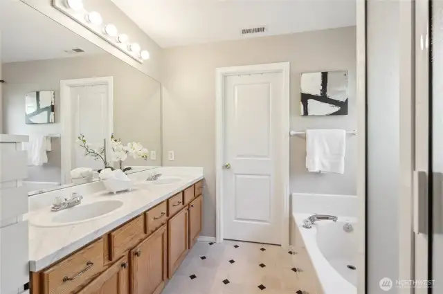 Walk-in closet in primary bath.