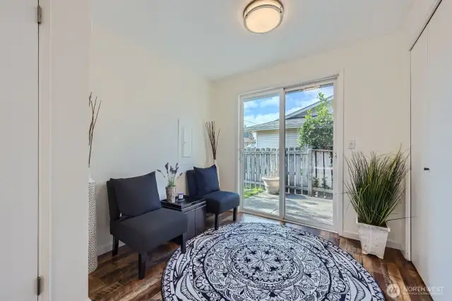 Unique "flex" area will create that extra space you desire.  Offering a 2nd slider, opening to another patio. Multiple floor to ceiling glass for optimal natural light flow throughout the home