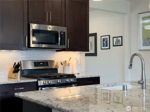 Upgraded Stainless Steel gas Range with exterior vented Microwave/Hood