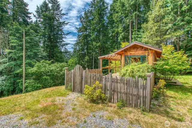 The detached studio has a compliant vacation rental permit.