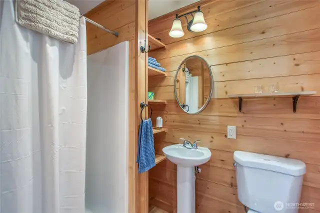 The studo 3/4 bathroom.