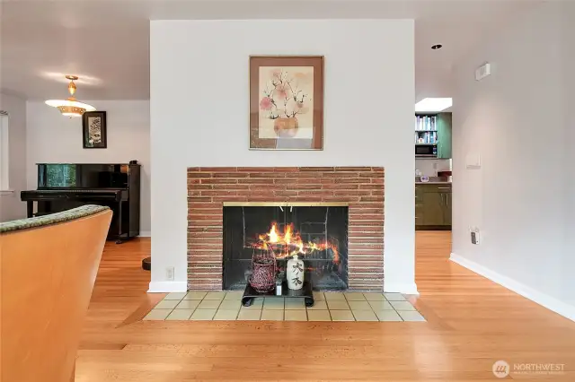 Cozy up to the period brick fireplace on cool evenings.