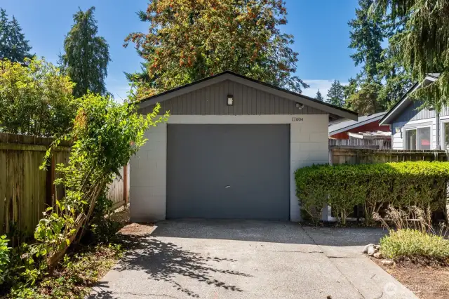 Detached garage measuring 280 square feet and featuring the one year old roof.