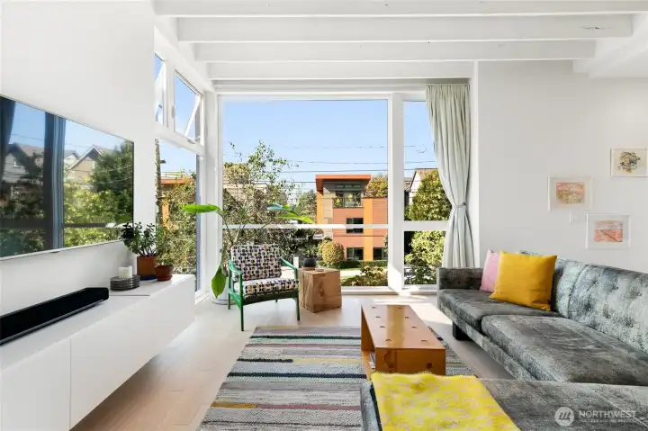 Big, beautiful south and west facing windows in the living space.