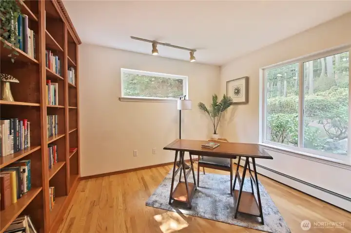 Flexible Office Space With Custom Book Shelving