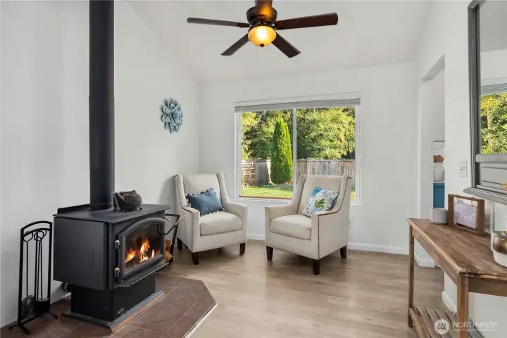 A perfect cold-weather retreat with the comfort of a wood-burning stove