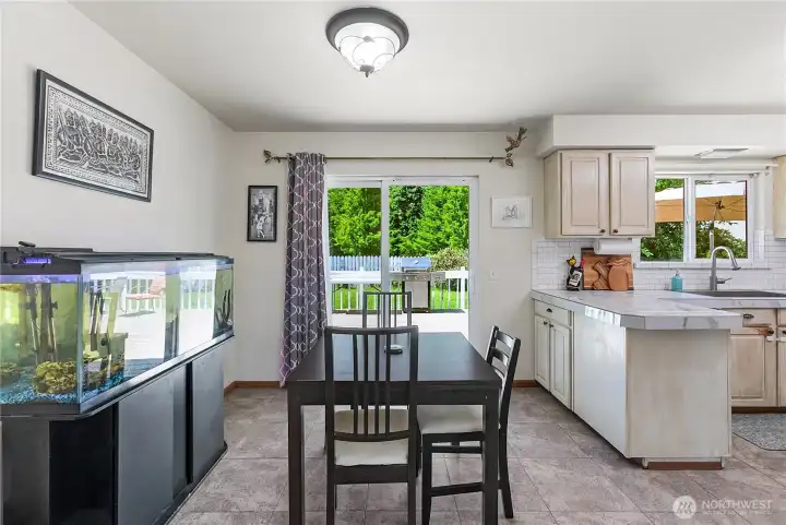 dining with bar in kitchen