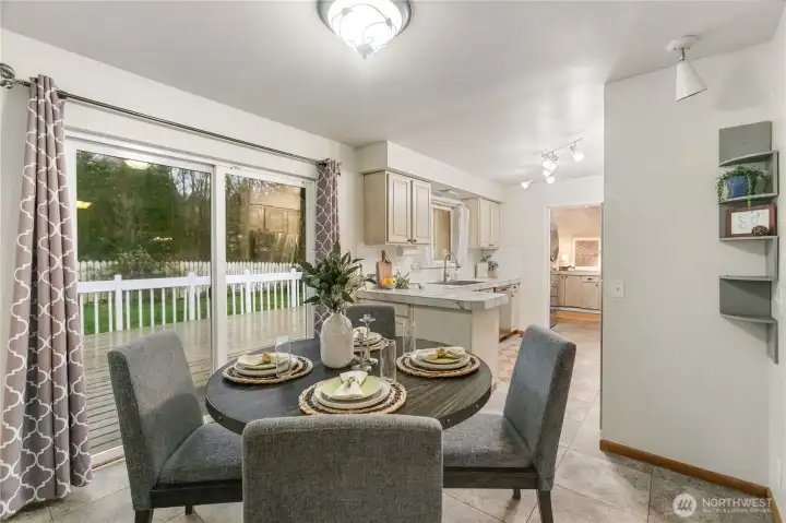 Dining with sliding doors to huge deck
