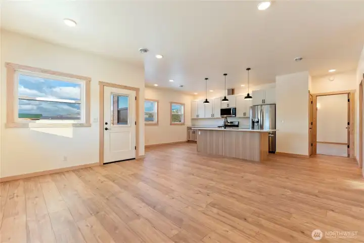 Open concept; the chef won't miss out on hosting guests.