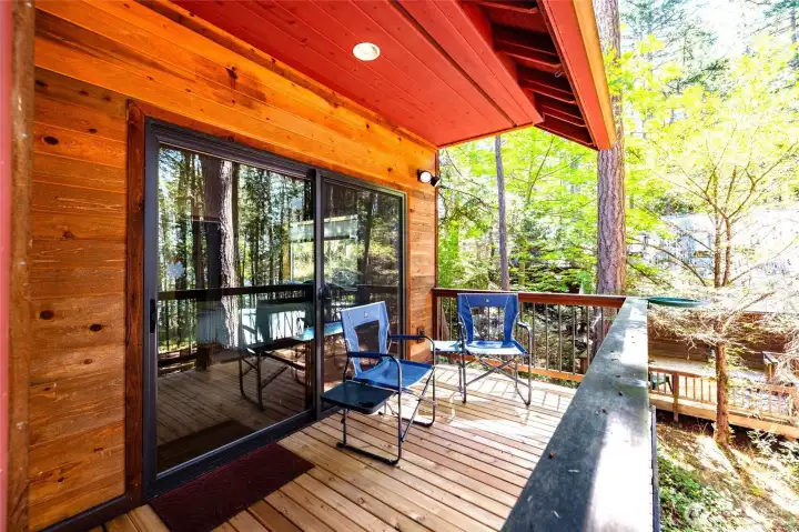 Covered deck off primary bedroom