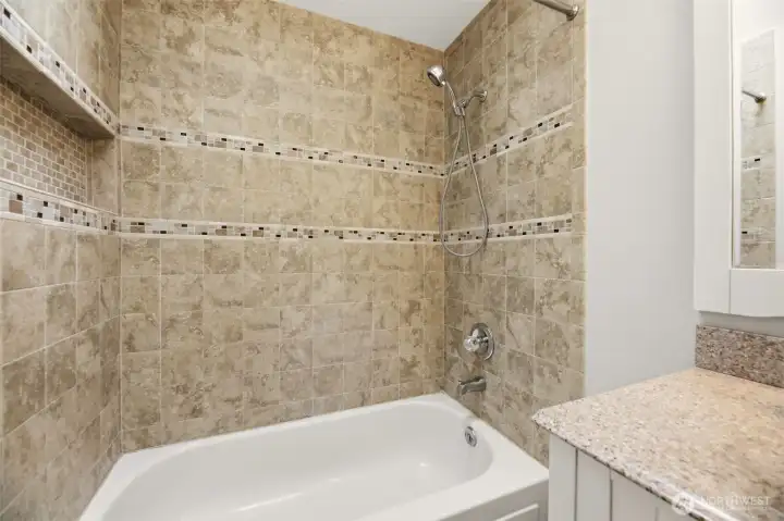 Upstairs Guest Bathroom with Tile Shower