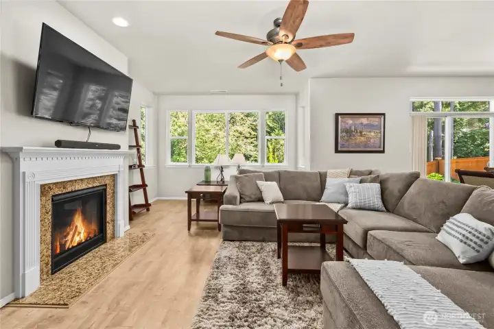 Warm and inviting gas fireplace perfect for winter evenings
