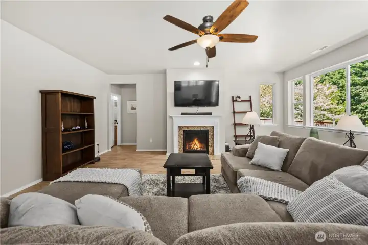 Convenient main-level bedroom paired with a nearby guest bath down the hall
