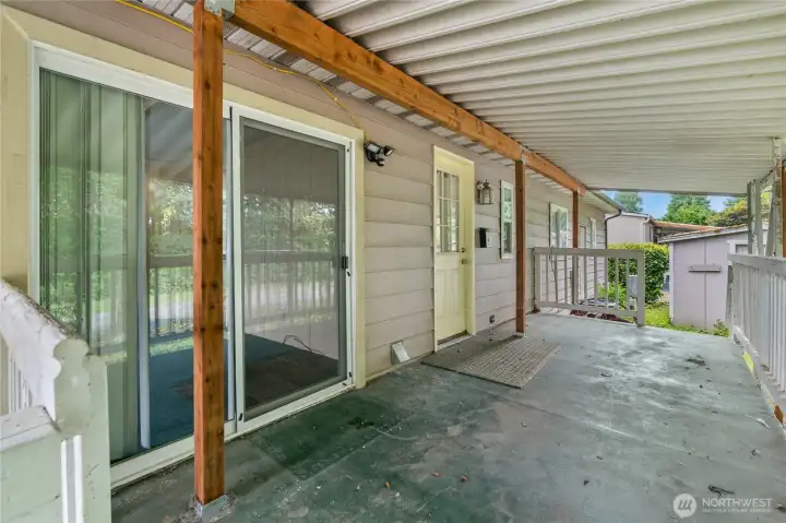 West side of home with covered porch