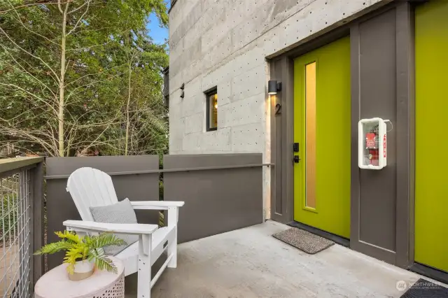 Entry landing is up the stairs and is shared only with Unit 1.