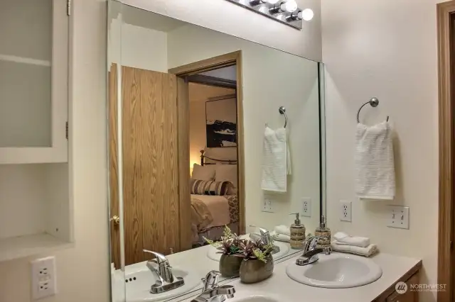 Bathroom #2 upstairs, double sinks, too!