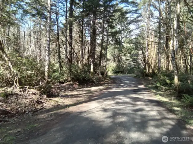 View from E Murray Rd N looking toward the property corner at E Frontier Rd