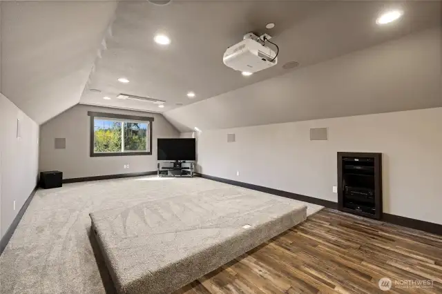 Built-in projector, screen, and surround sound make movie nights unforgettable.