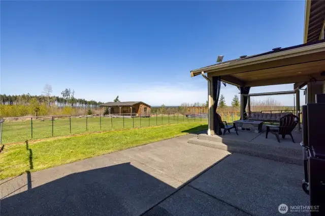 Extra storage building in the backyard—great for outdoor equipment or firewood.