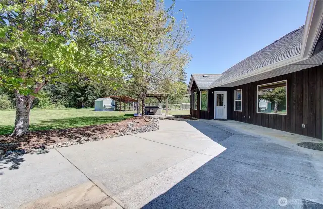 Patio and hot tub with gazebo