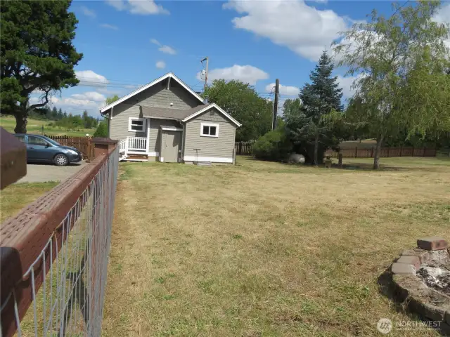 A larger back fenced yard.