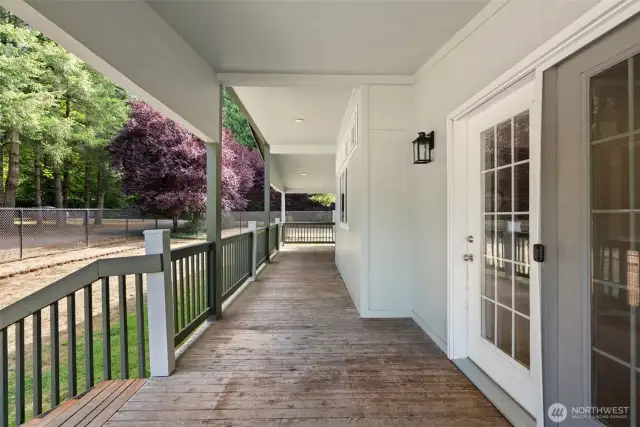 Relax and entertain year-round on the spacious covered deck! Overlooking the private, fenced yard and surrounded by trees, this outdoor living space lets you enjoy fresh air in every season—rain or shine. Perfect for morning coffee, evening gatherings, or simply unwinding outdoors