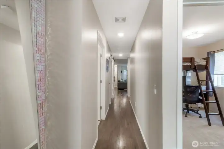 The view down the tall back toward the main living area.