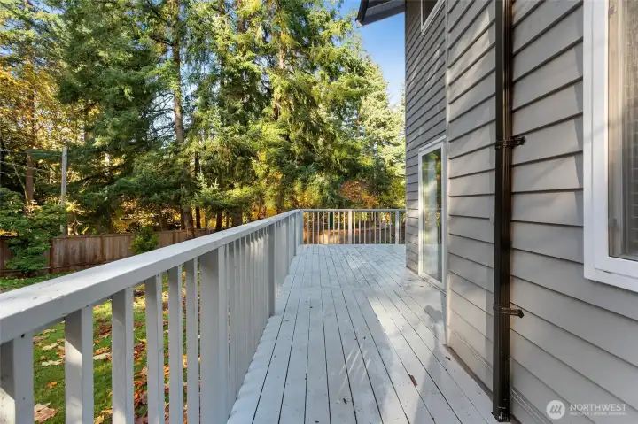 Large deck expands almost the width of the house