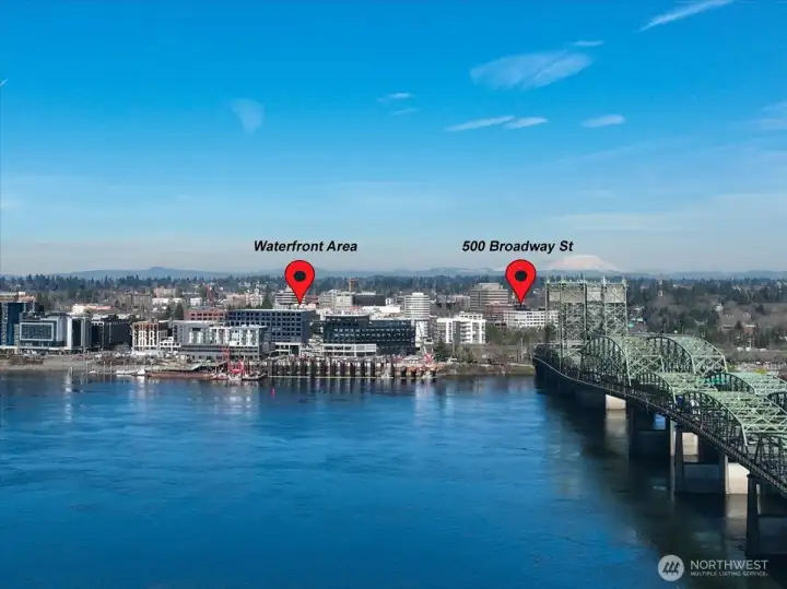 View of Building, I-5 Bridge, Vancouver Waterfront