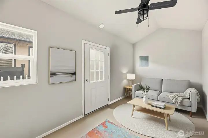 (Virtually Staged) Bright, fully permitted flex-studio ideal for office, gym, or retreat.